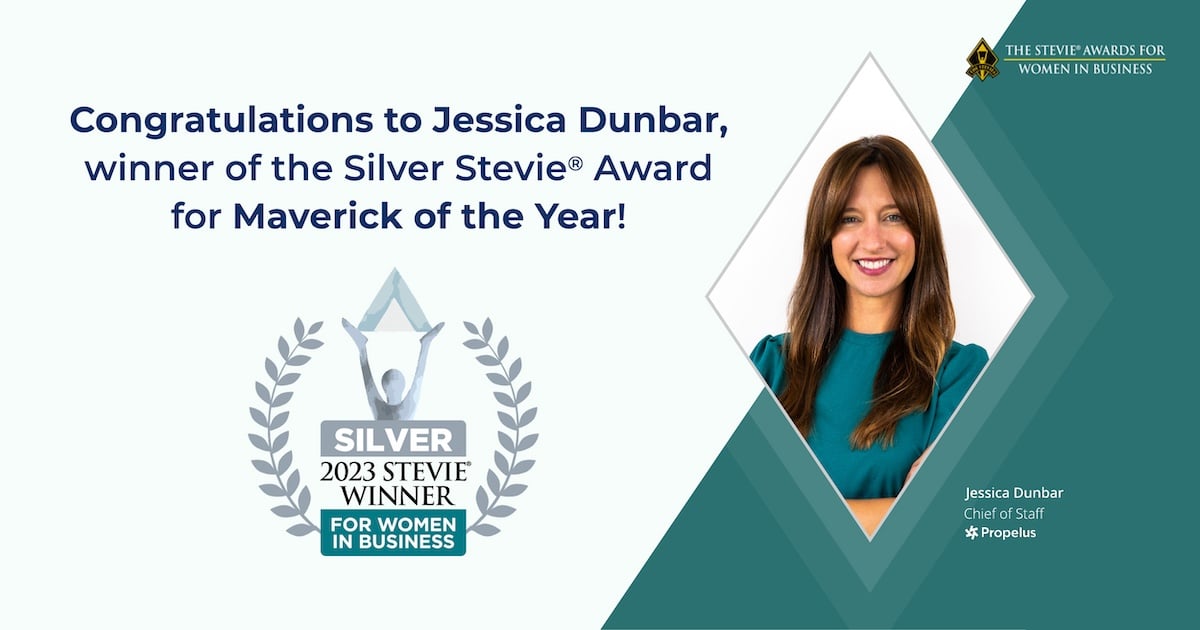 Jessica Dunbar, Chief of Staff of Propelus, Wins Silver Stevie® Award for Maverick of the Year